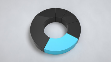Black ring pie chart with one blue sector
