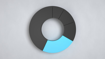 Black ring pie chart with one blue sector