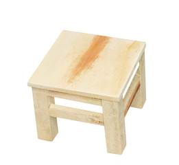 Small wooden chair in square patterns isolated on white background with clipping path,handcrafts