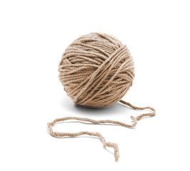 Ball of yarn on white background