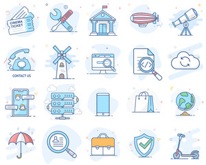 Set of flat line color icons. Vector illustration. Volume 3