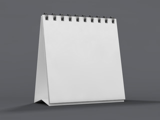 Empty desk calendar on table. Mockup design concept. 3D