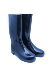 Blue rubber boots on a white background