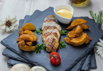 Chicken steak with new potatoes
