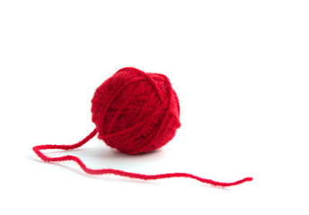 Ball of yarn on white background