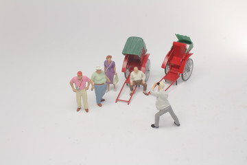 a Mini of vintage oriental rickshaw cab