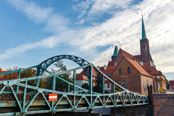 view of church of the Holy Cross and St Bartholomew  in Wroclaw, Poland