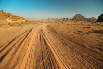 Fototapeta na wymiar Beautiful view of Wadi Rum desert, Hashemite Kingdom of Jordan