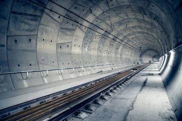 Building of railway tunnel. 