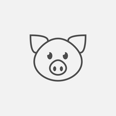 Pig face icon isolated on white background. Vector illustration.