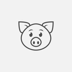 Pig face icon isolated on white background. Vector illustration.