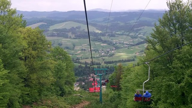 Chairlift in the Carpathian mountains