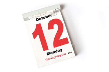 12. October 2020 Thanksgiving Day