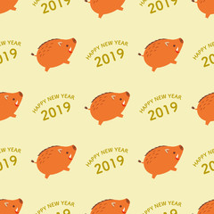 お正月　亥イラスト　シームレスパターン