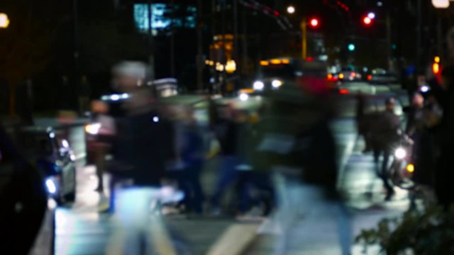 Blurry Nightlife Background Crowds of Street Walking People