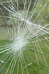 Broken glass. Vandalism concept social problems