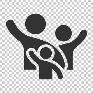 Family greeting with hand up icon in flat style. Person gesture vector illustration on isolated background. People leader business concept.