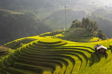 Fotobehang Mu Cang Chai landschapsrijstvelden op terrassen van Mu Cang Chai, YenBai, Vietnam