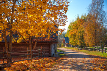 Russian old village in autumn.