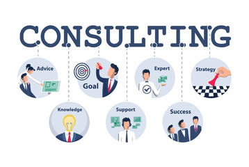 Consulting concept design for business, planning, strategy etc. Vector illustration