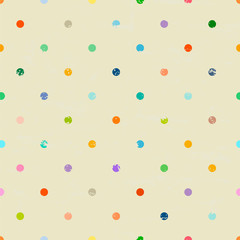 seamless polka dot background pattern with grunge texture, vector illustration,