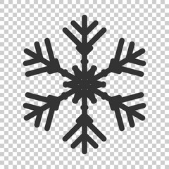 Snowflake icon in flat style. Snow flake winter vector illustration on isolated background. Christmas snowfall ornament business concept.
