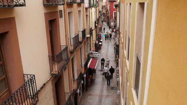 Wide shot, Tapa and Bar Street, Calle del Laurel, in  Logro&ntilde;o, La Rioja, Spain