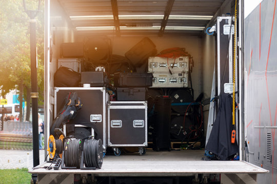 stage equipment for a concert in van