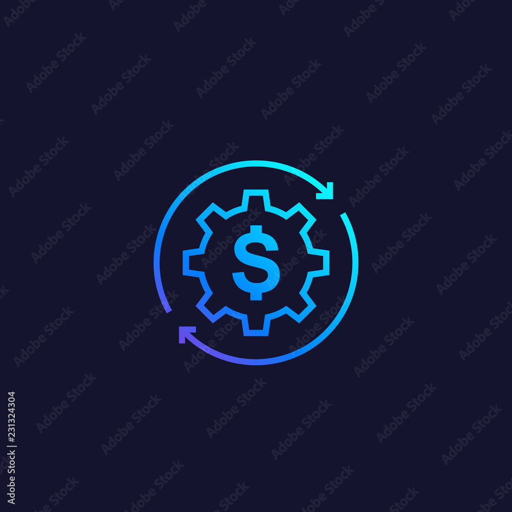 Sticker cost optimization, vector icon with gradient