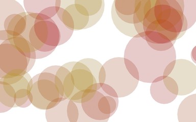 Multicolored translucent circles on a white background. Orange tones. 3D illustration