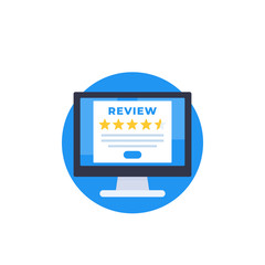Customer review, feedback form on screen, vector illustration