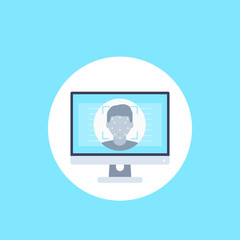 Face recognition, scan, vector icon