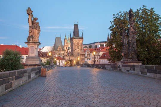 Charles bridge in moorning