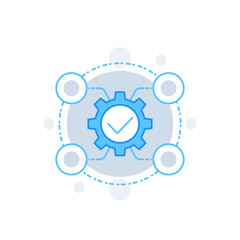 Integration, optimization vector icon with gears on white