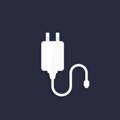Mobile charger in white color, vector