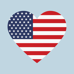 USA flag heart shape vector