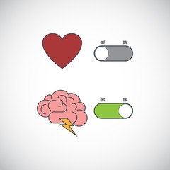 Heart and brain selection button 