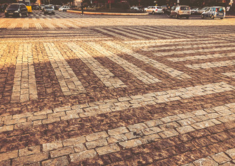 TBILISI, GEORGIA - OCTOBER 19, 2018: View of Tbilisi town, Agmashenebeli st. Pedestrian crossing
