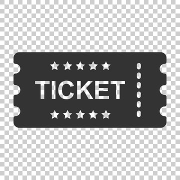 Cinema ticket icon in flat style. Admit one coupon entrance vector illustration on isolated background. Ticket business concept.