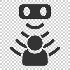 Motion sensor icon in flat style. Sensor waves with man vector illustration on isolated background. People security connection business concept.