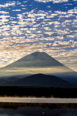 朝の精進湖より富士山