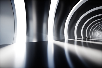 Empty tunnel, 3d rendering tech display stage.