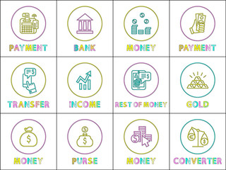 Payment and Bank Money Set Vector Illustration