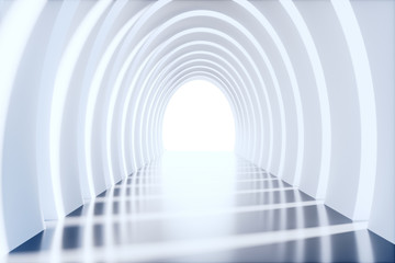 Empty tunnel, 3d rendering tech display stage.