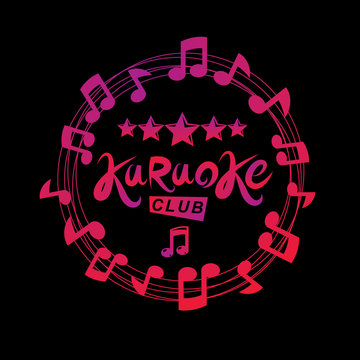 Karaoke club vector background composed with circular musical notes sheet. Can be used as nightlife entertainment concept for advertising poster.