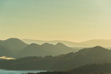 Fototapeta premium Ridges of the mountains at sunrise.