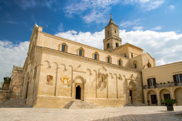 Fototapeta na wymiar Matera Cathedral church on Piazza Duomo in Sasso Caveoso, Italy