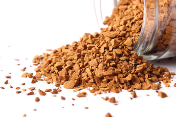  instant coffee in a jar closeup. Flavored coffee