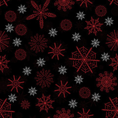 Fototapeta na wymiar seamless pattern_4_on Christmas and new year theme winter snowflakes