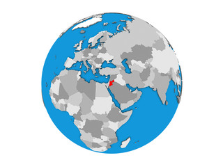 Jordan on blue political 3D globe. 3D illustration isolated on white background.